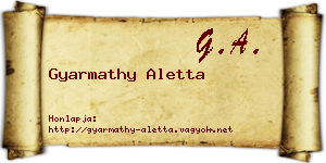Gyarmathy Aletta névjegykártya